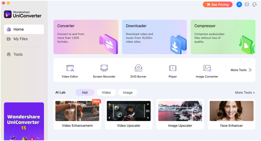 UniConveter enhance video interface