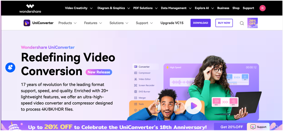 UniConveter homepage