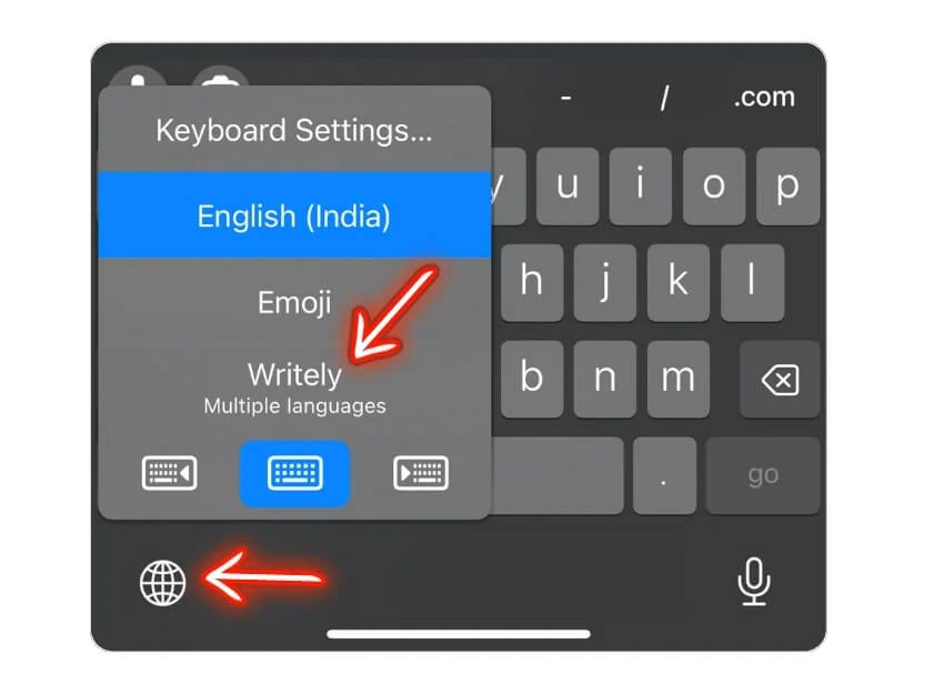 how to switch between keyboards on iphone