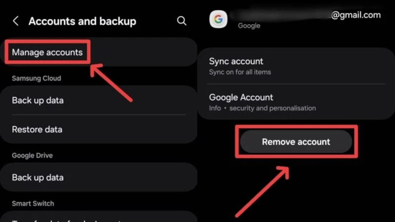 remove google account from android