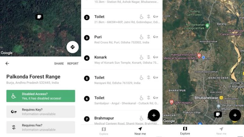 flush public toilet/restroom finder