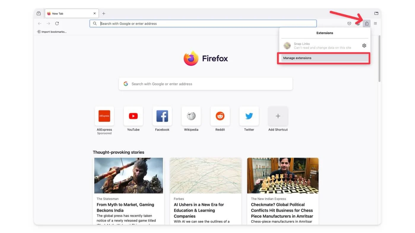 firefox manage extensions