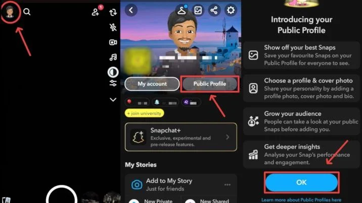 create a public profile on snapchat