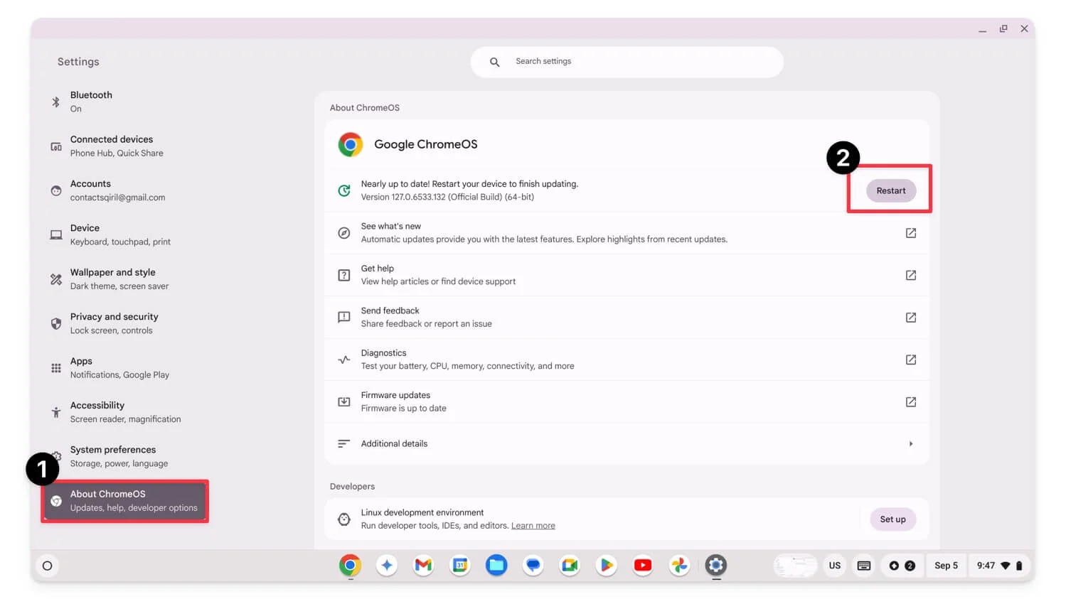 how to update chromebook