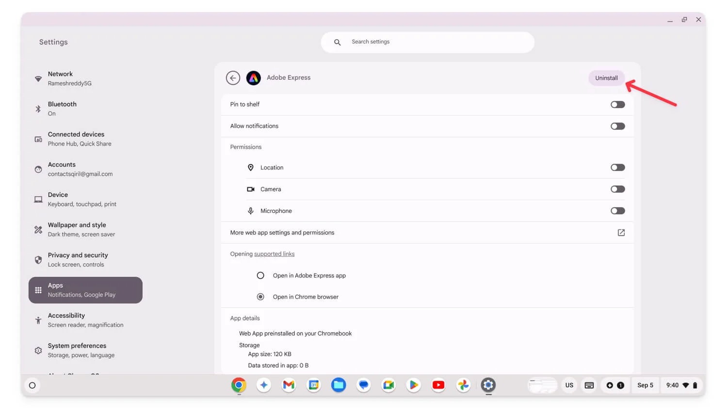 uninstall apps on chromebook