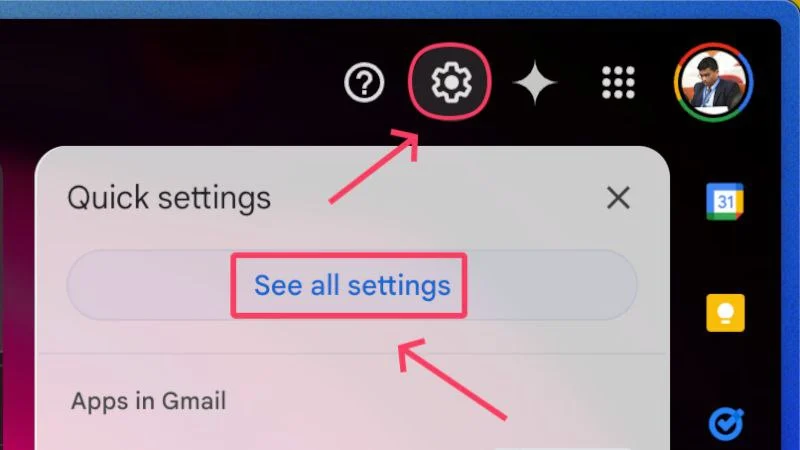 see all gmail settings desktop