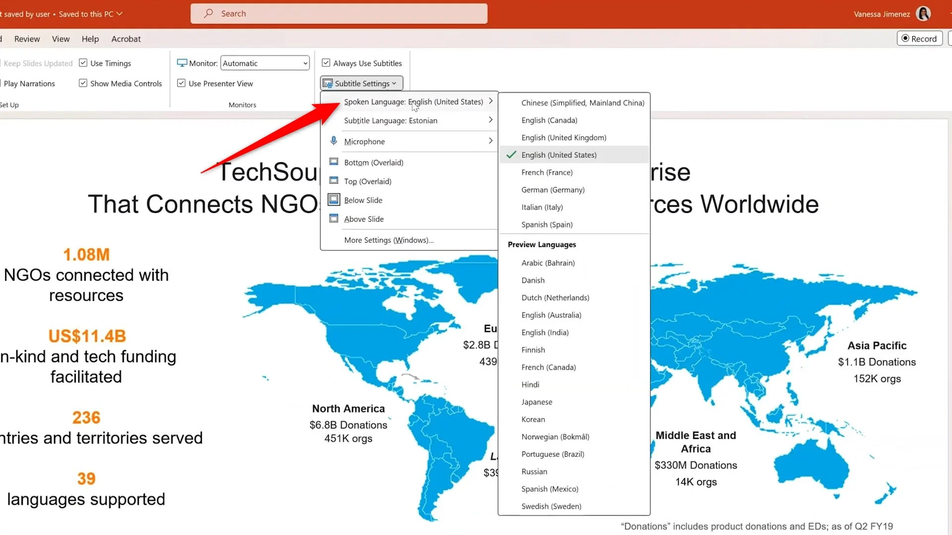 subtitle language powerpoint