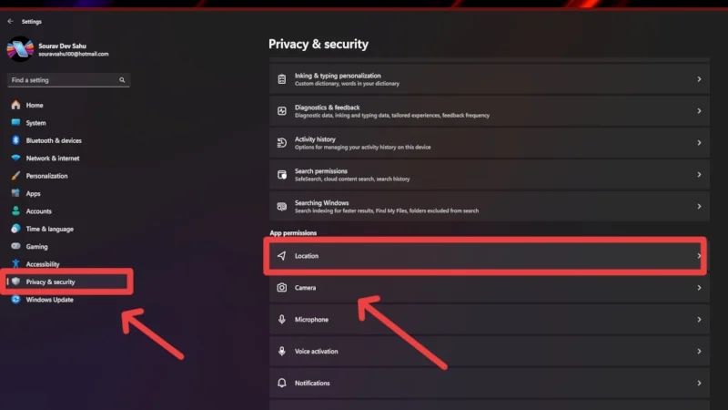 windows location settings