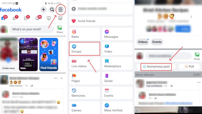 create an anonymous post on facebook app