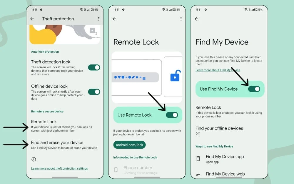 remote lock and find my device lock