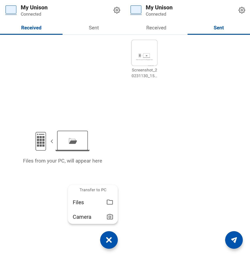 transfer files with intel unison