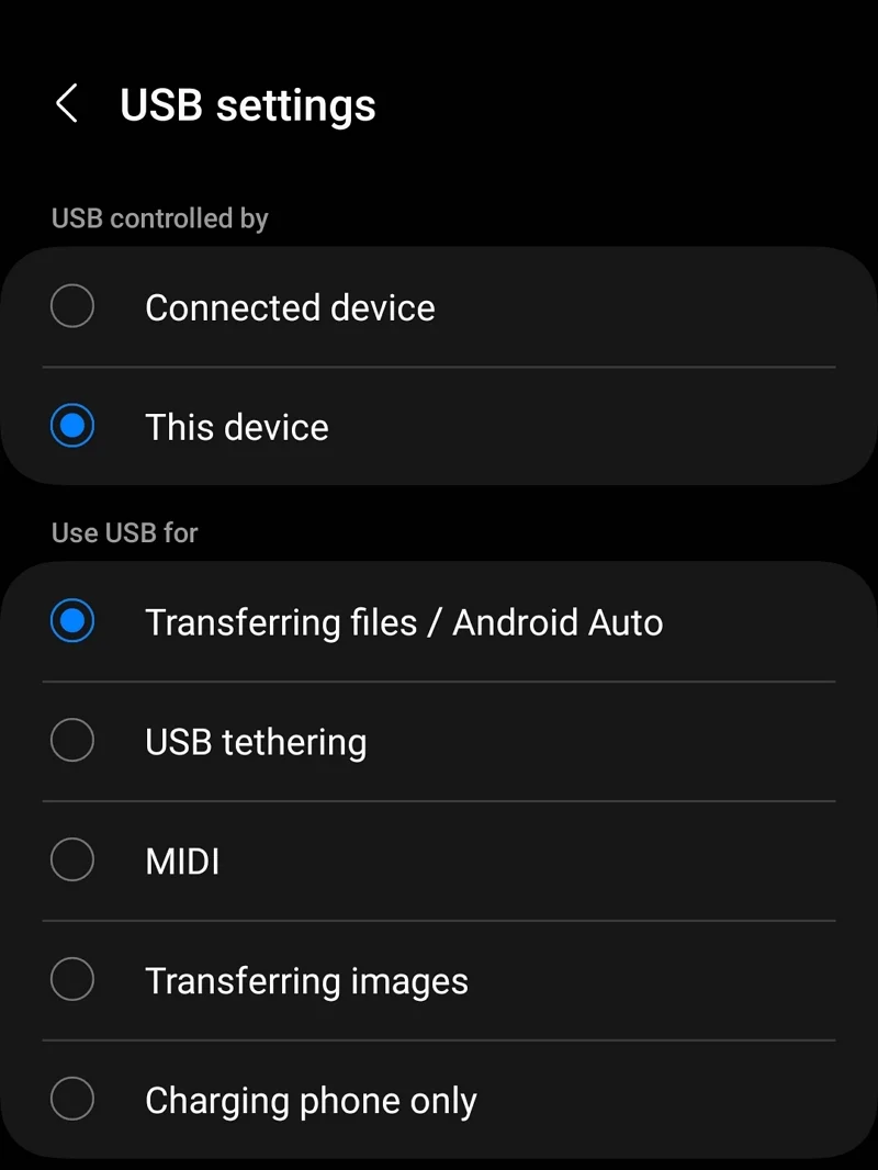 transfer files using usb cable