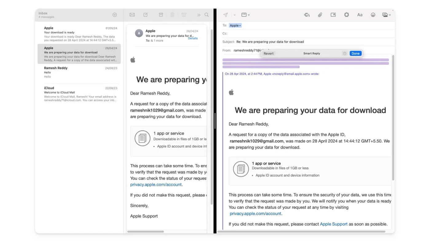 apple mail intelligence features