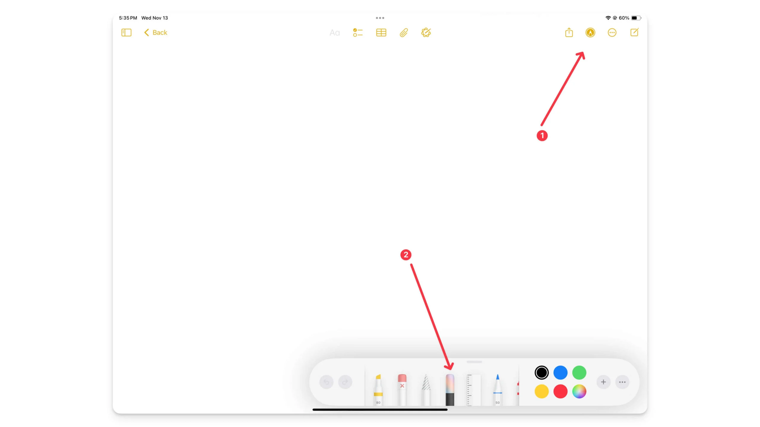 how to acess image wand in notes app on ipad