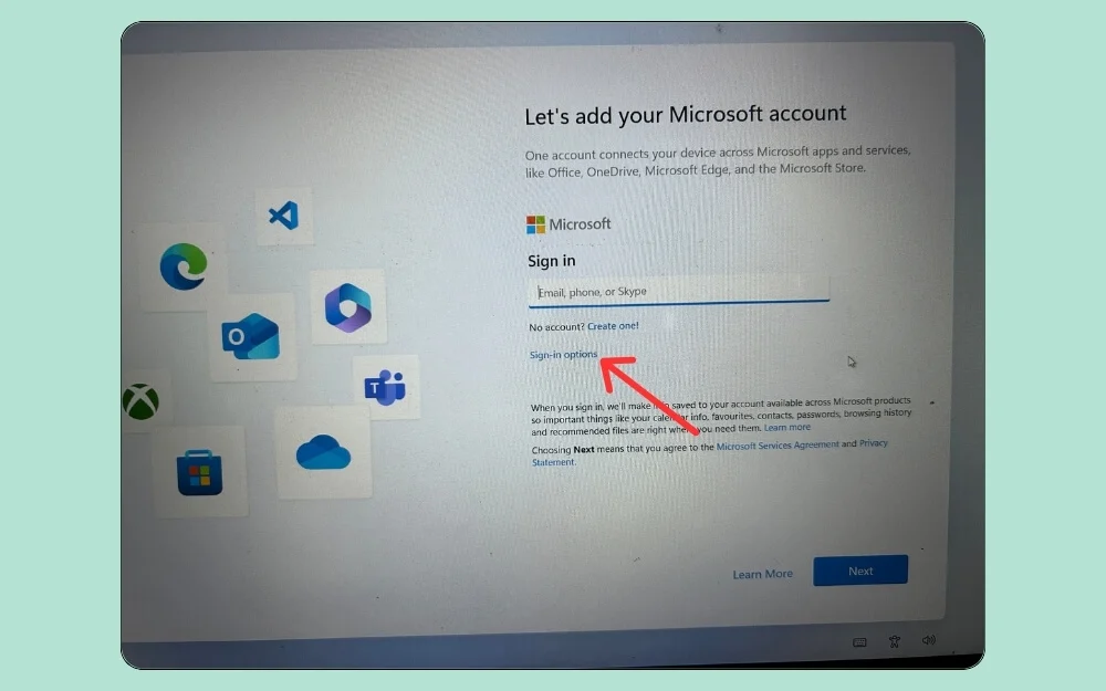 microsoft account sign in options