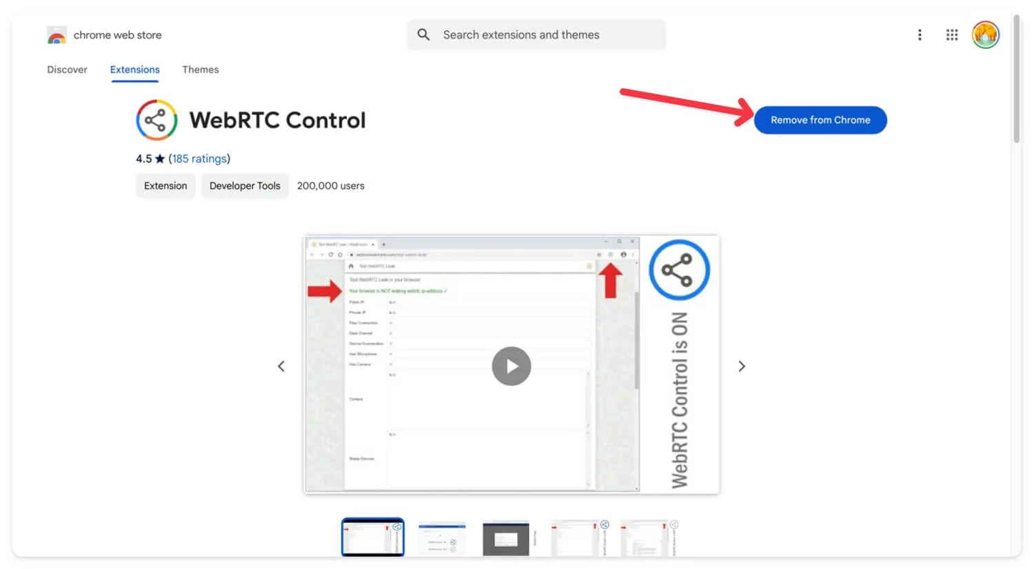 webrtc control extension for google chrome