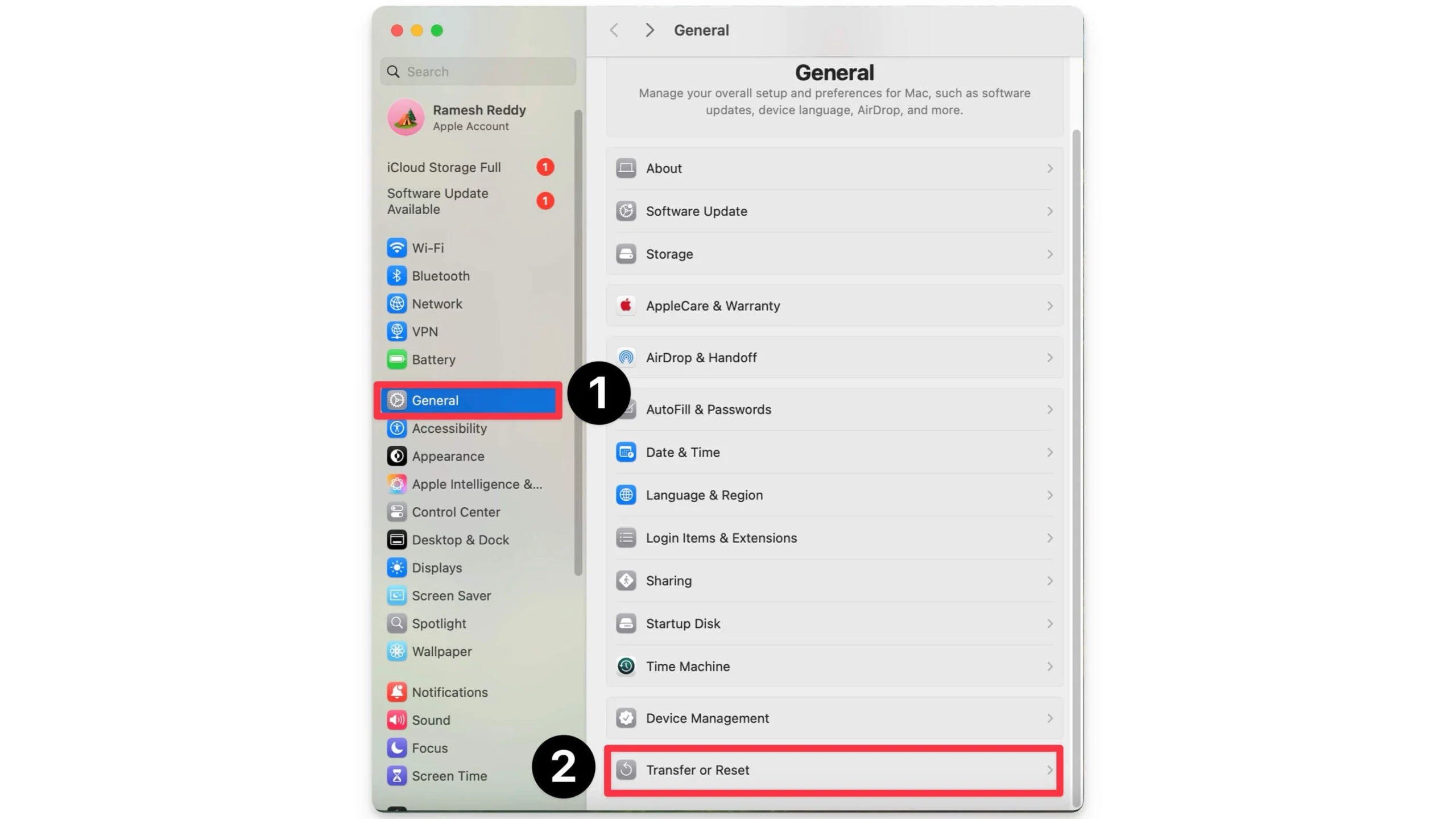 transfer and reset settings on mac