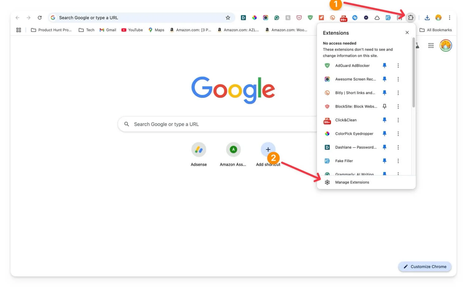 google chrome extension settings