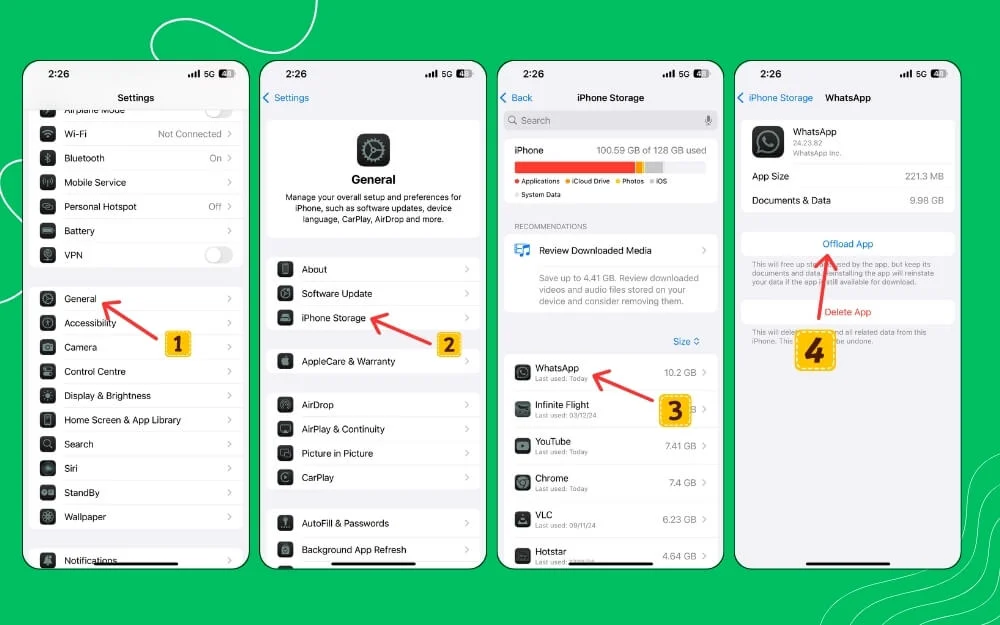 how to offload whatsapp on iphone