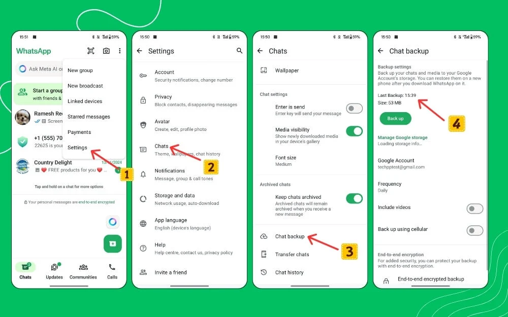 how to backup chats on whatsapp