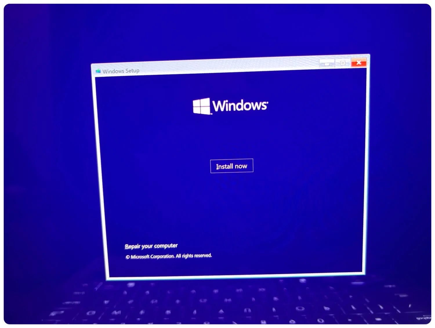 windows install screen