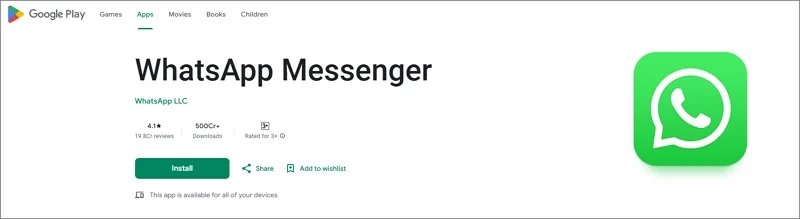 whatsapp on google play store