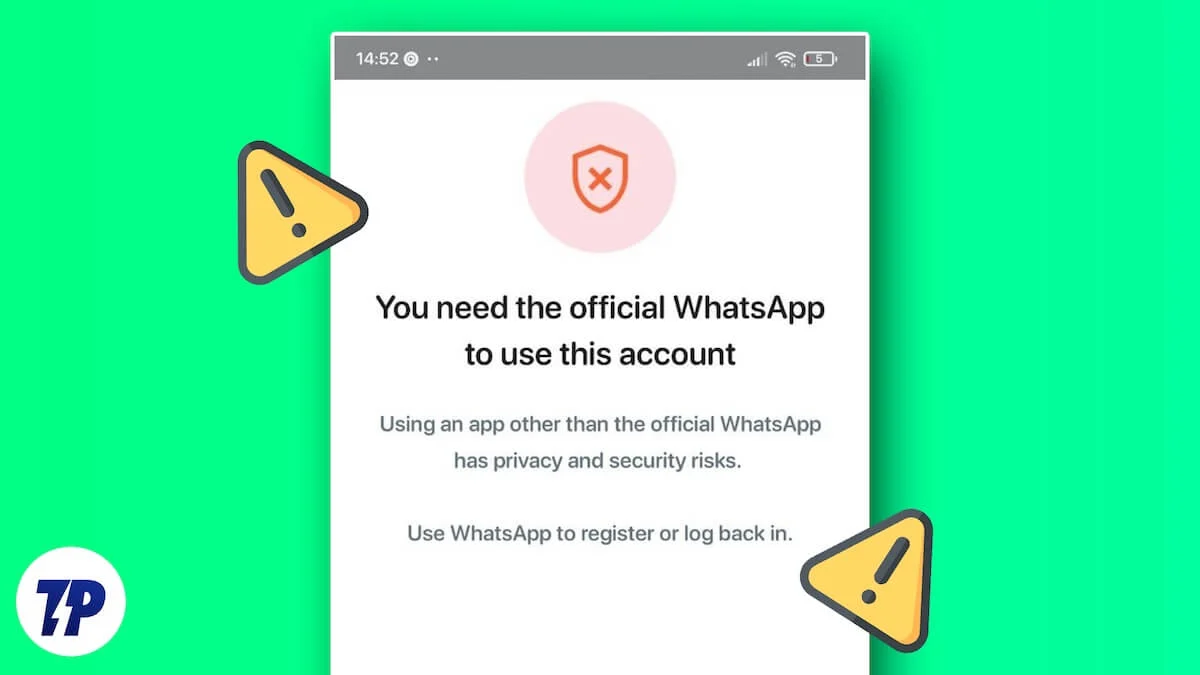 fix "you need the official whatsapp to use this account" error