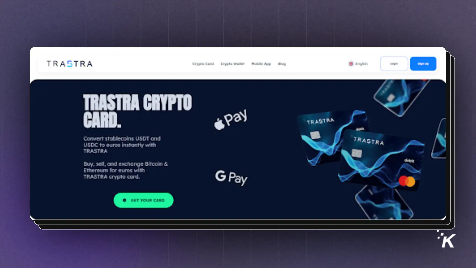 Криптокарта TRASTRA для обмена Bitcoin и Ethereum