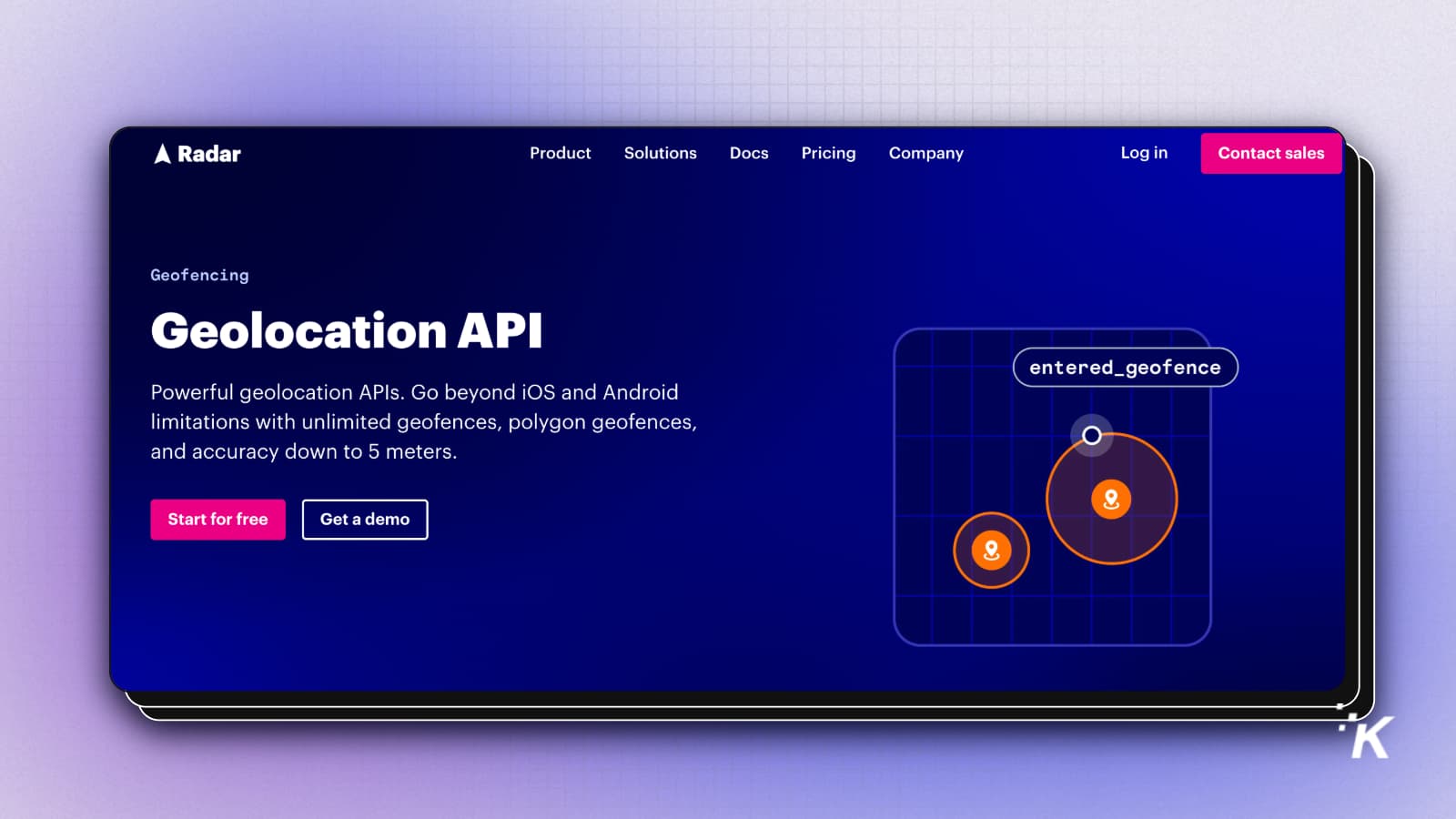 API геолокации с отображением функций геозон.