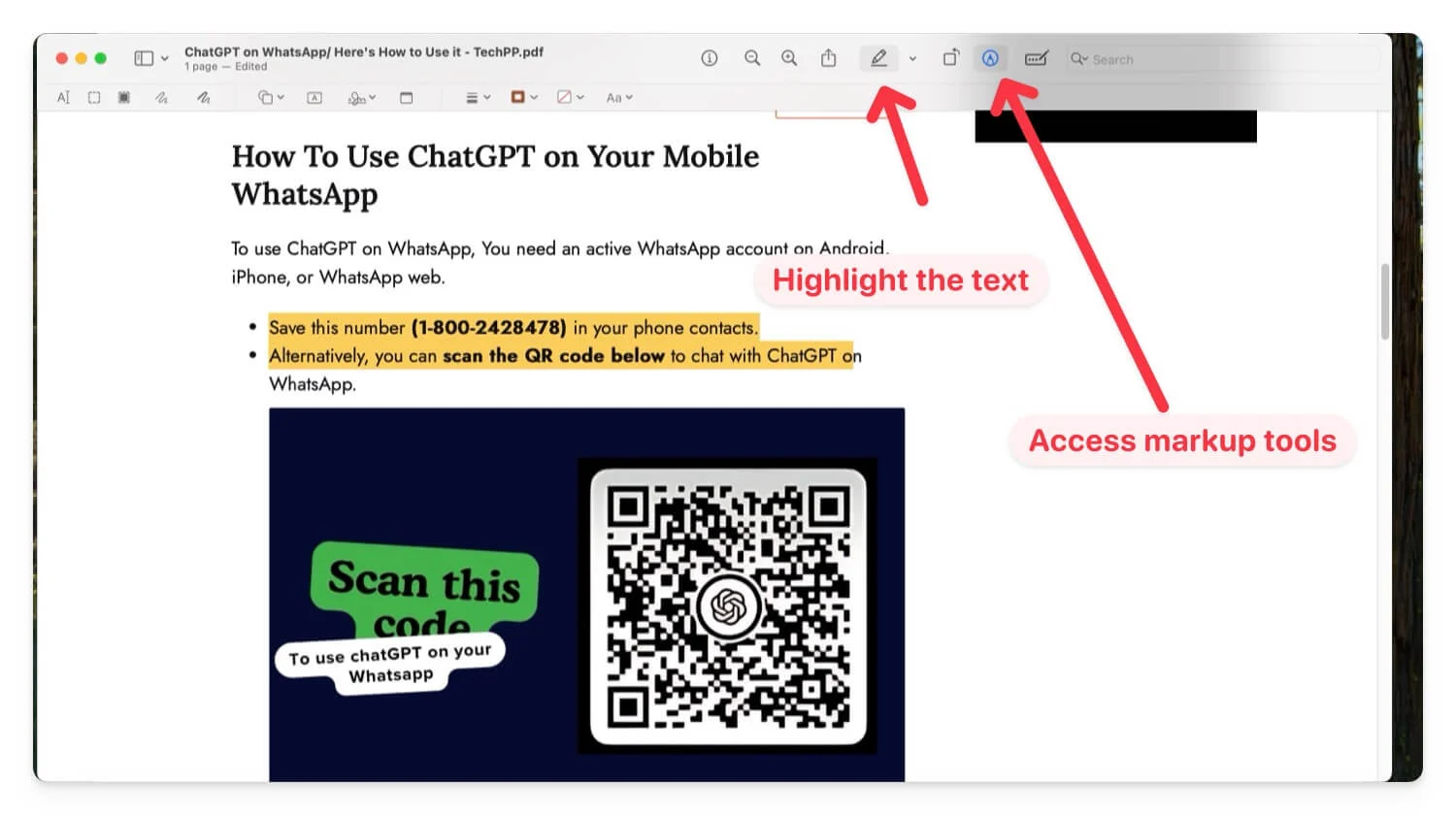 how to access pdf markup tools in safari