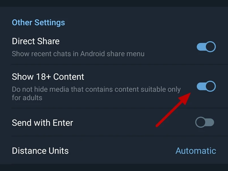 enable sensitive content on telegram on android