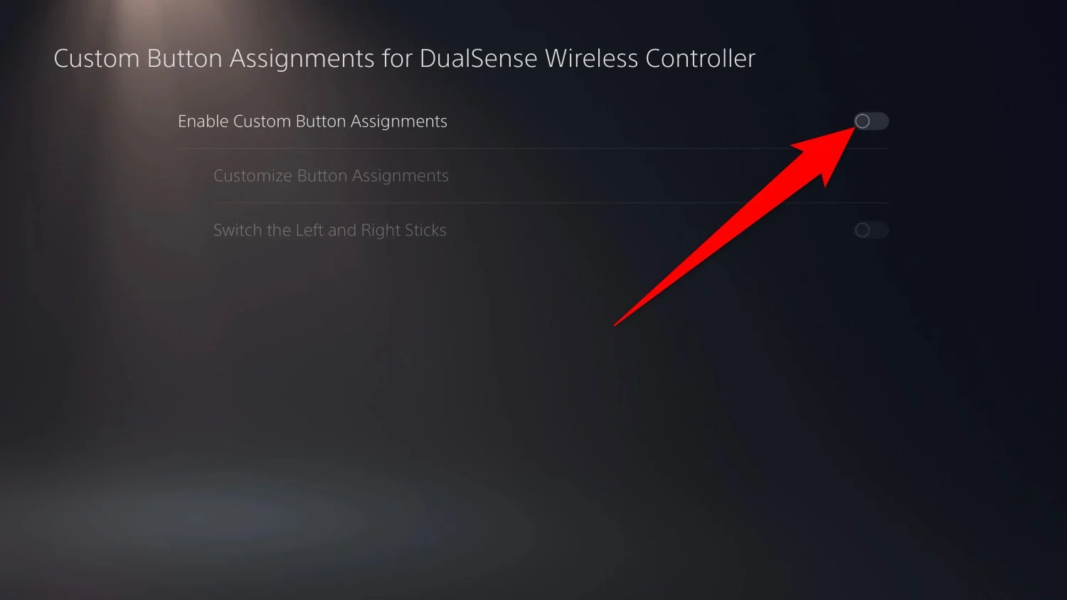 ps5 enable custom button assignments