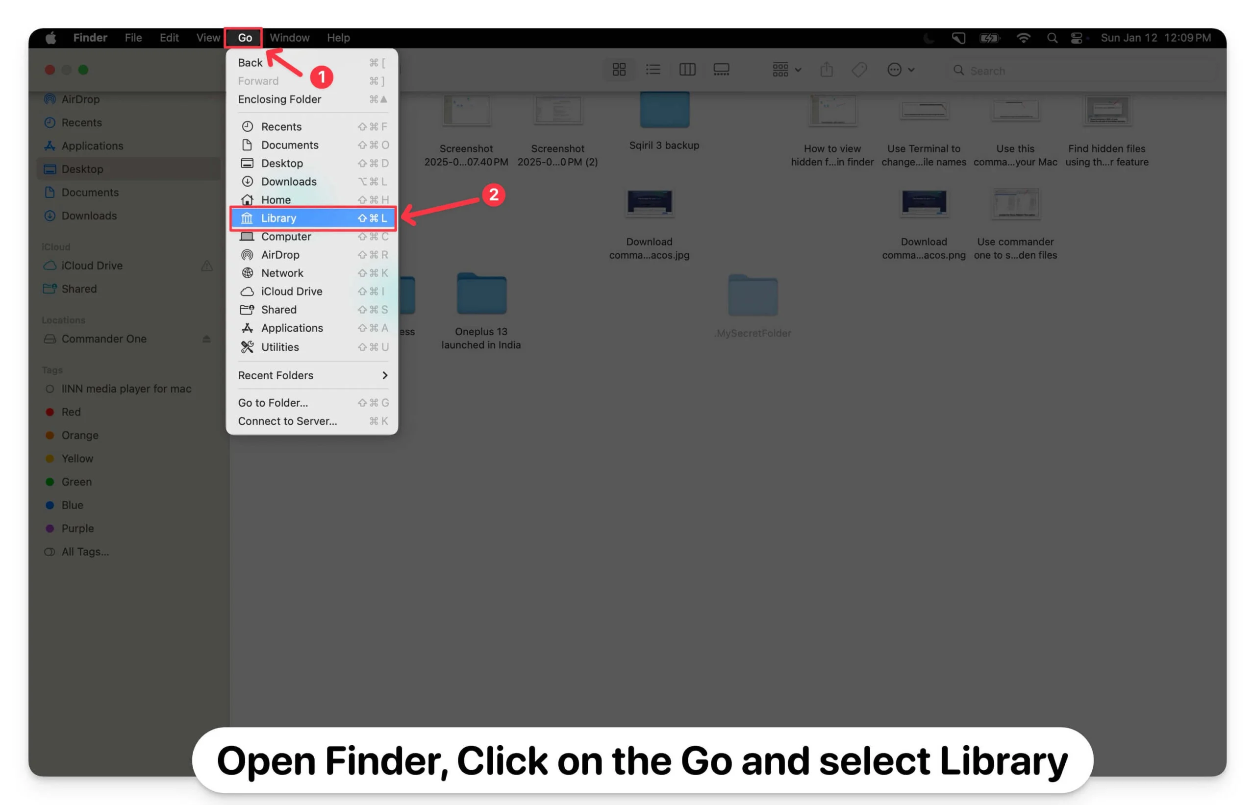 how to access library folder from the finder