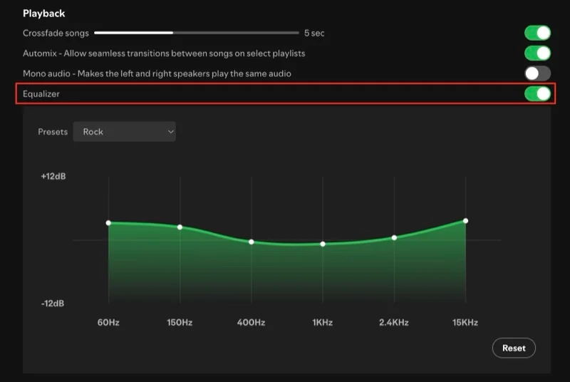 using spotify's equalizer feature on the desktop app.