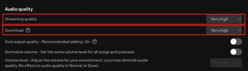 changing streaming and download quality in spotify desktop app.