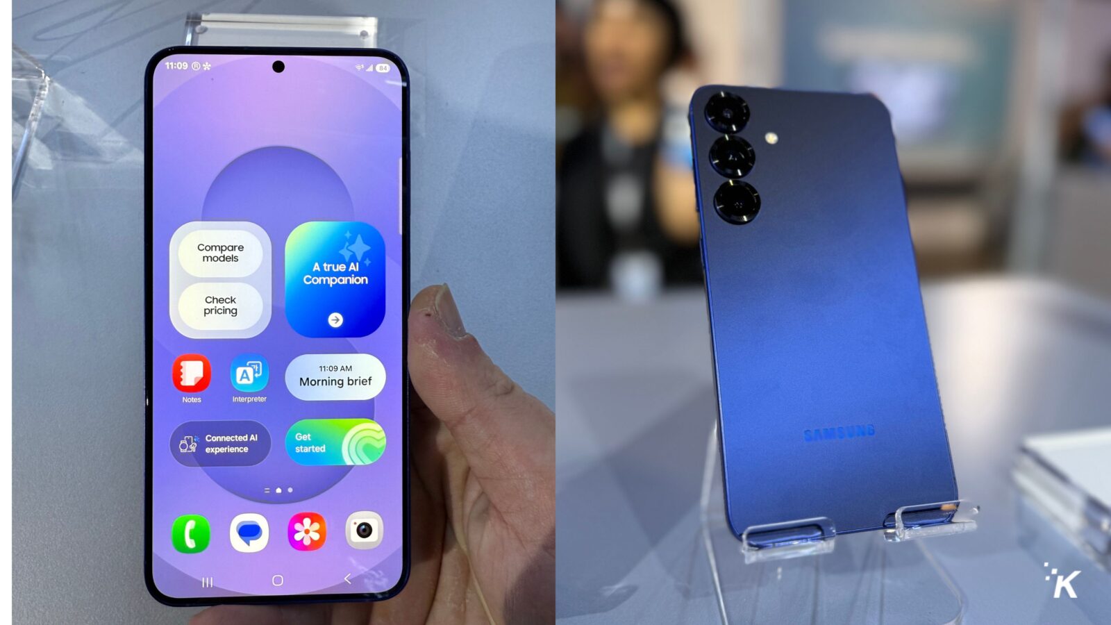 Tampilan depan dan belakang ponsel Samsung