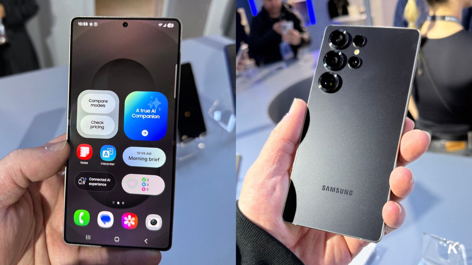 Nouvelle vue avant et arrière du smartphone Samsung