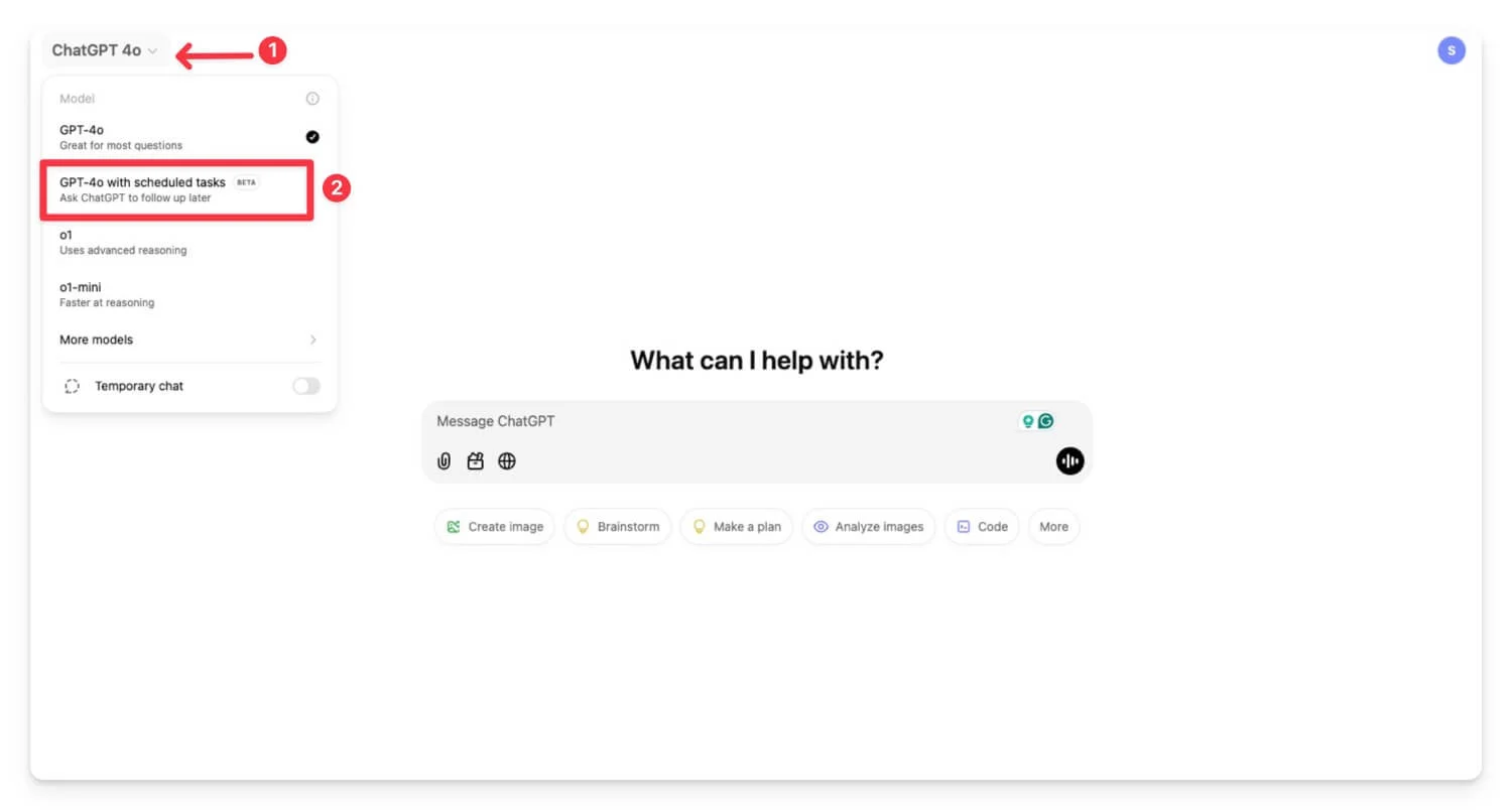 gpt 4o model with scheduled tasks feature