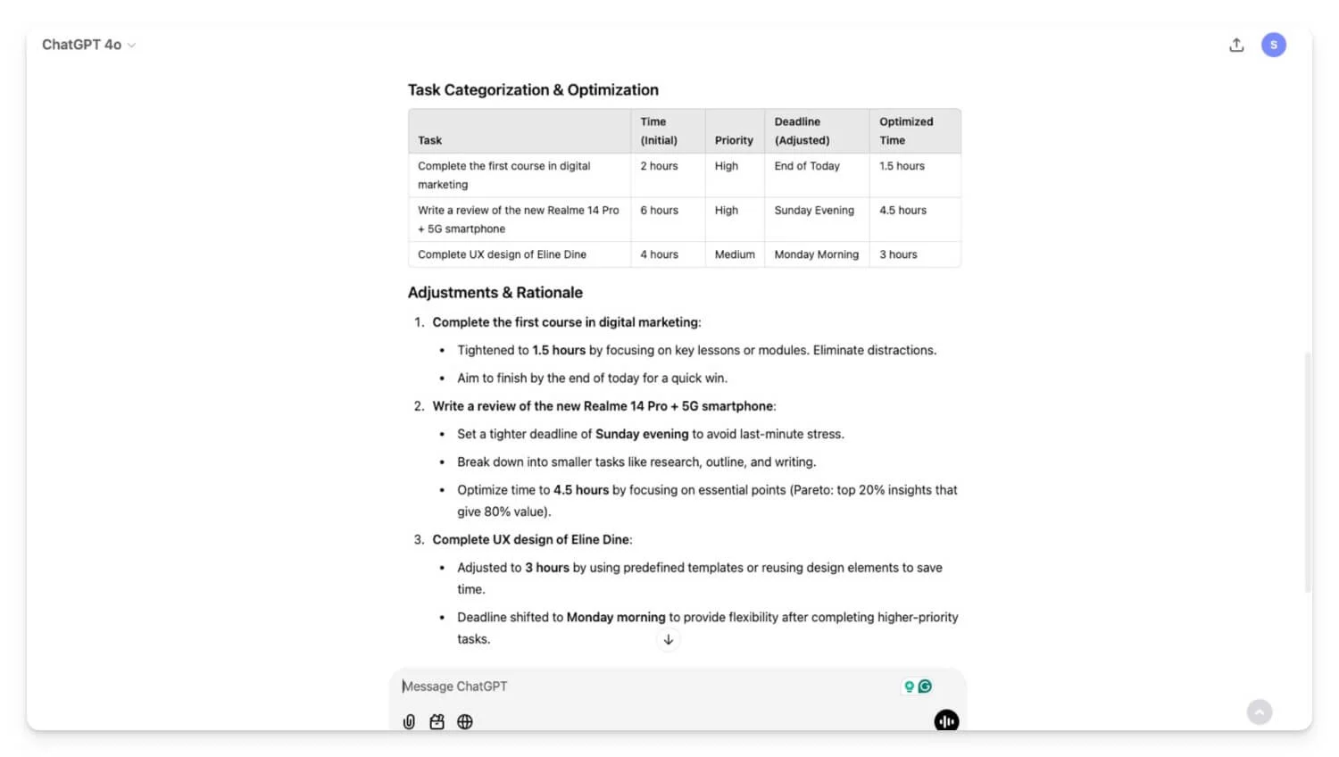 categorization of tasks using pareto and parkinson's law principle