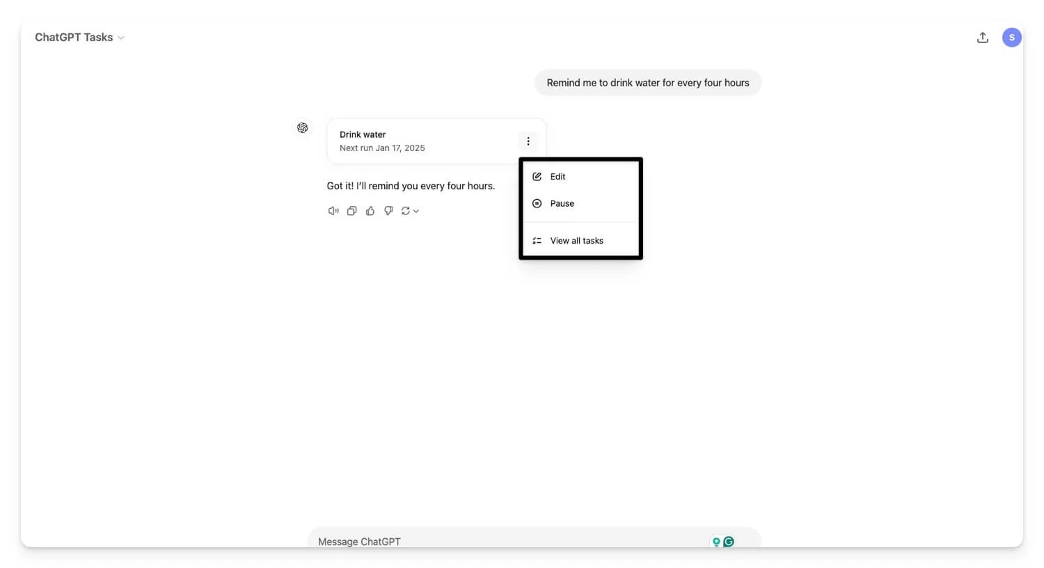 pause or edit tasks in chatgpt