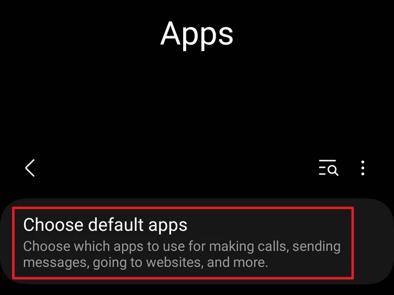 choose default apps on samsung