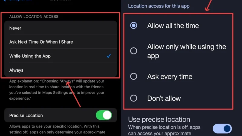 snapchat location settings