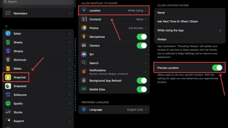 snapchat precise location iphone