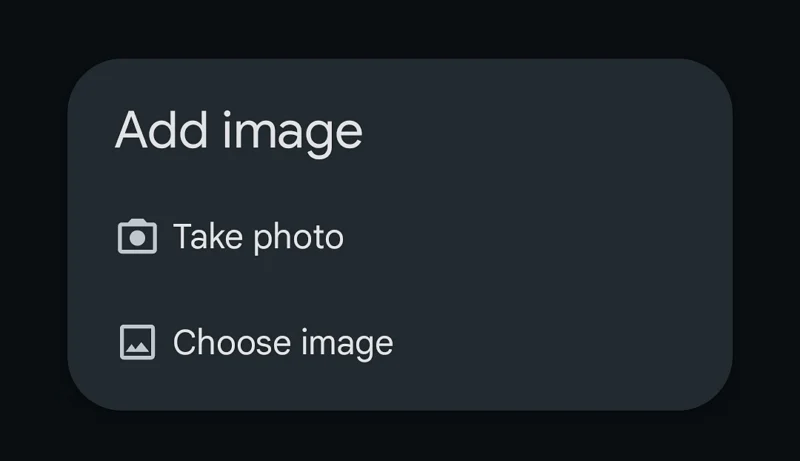 choose camera or image from gallery on keep notes app