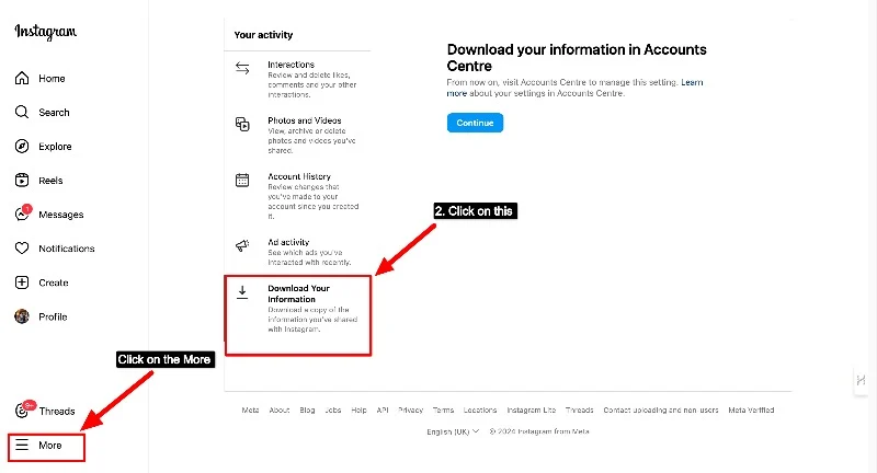 download your data on instagram web