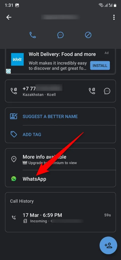 8 easy ways to send a whatsapp message without saving number - truecaller whatsapp call option