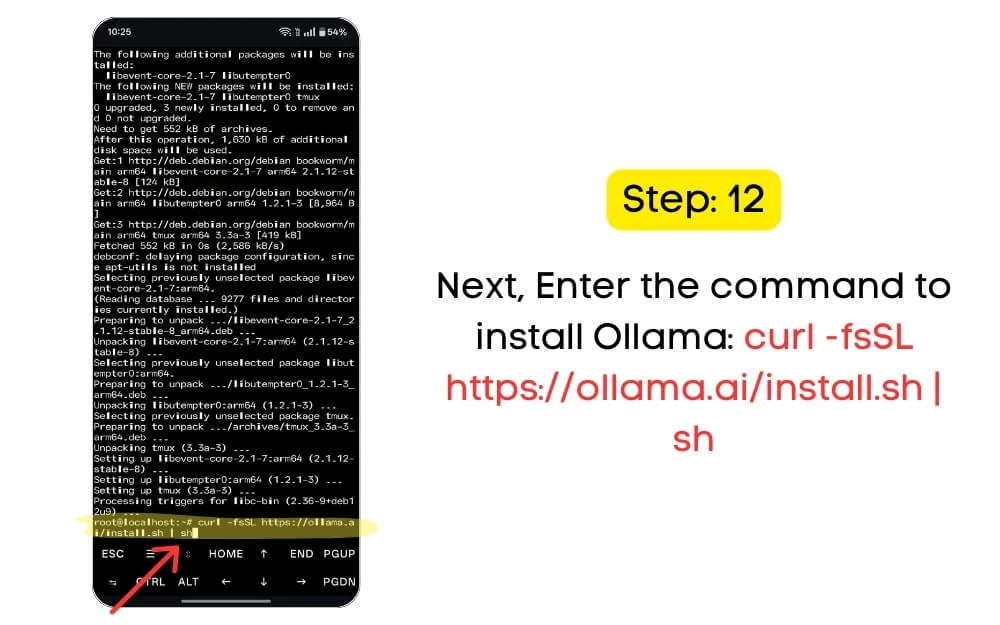 enter the command to install ollama: curl -fssl https://ollama.ai/install.sh | sh