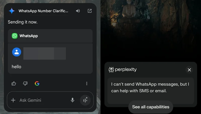 send a whatsapp message using assistants