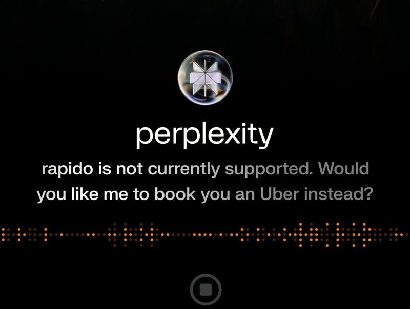 book a cab with perplexity assistant