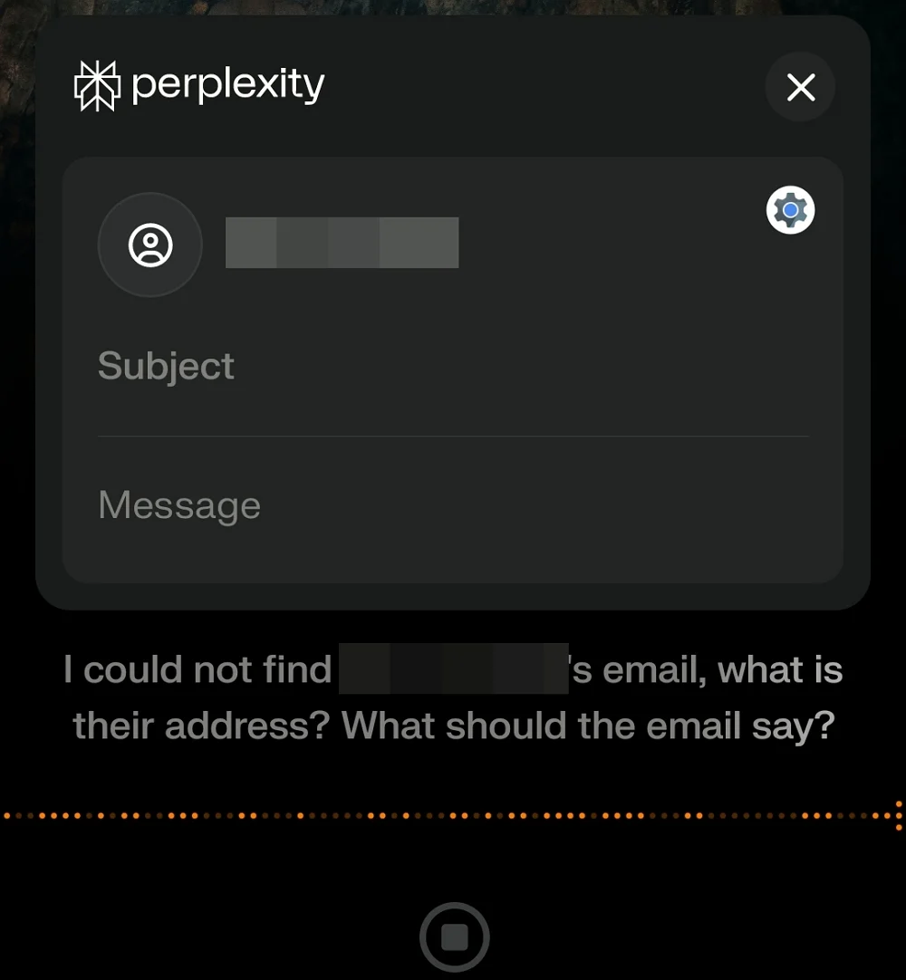 send an email to a person using perplexity assistant